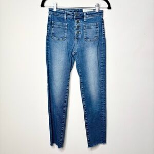 AG Adriano Goldschmied Anthropologie Vintage Stevie Button-Up Jeans Raw Hem